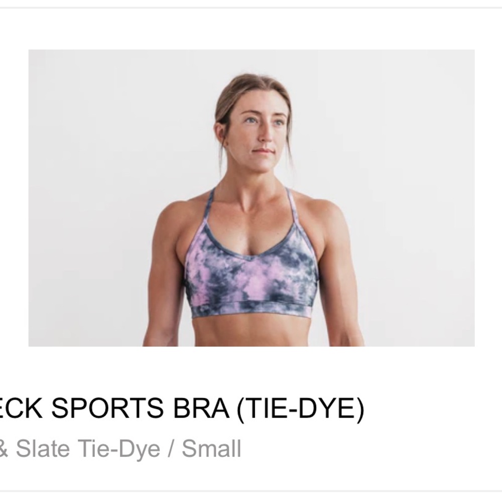 NOBULL Project V-Neck Sports Bra Size S - Pink & Slate Tie Dye